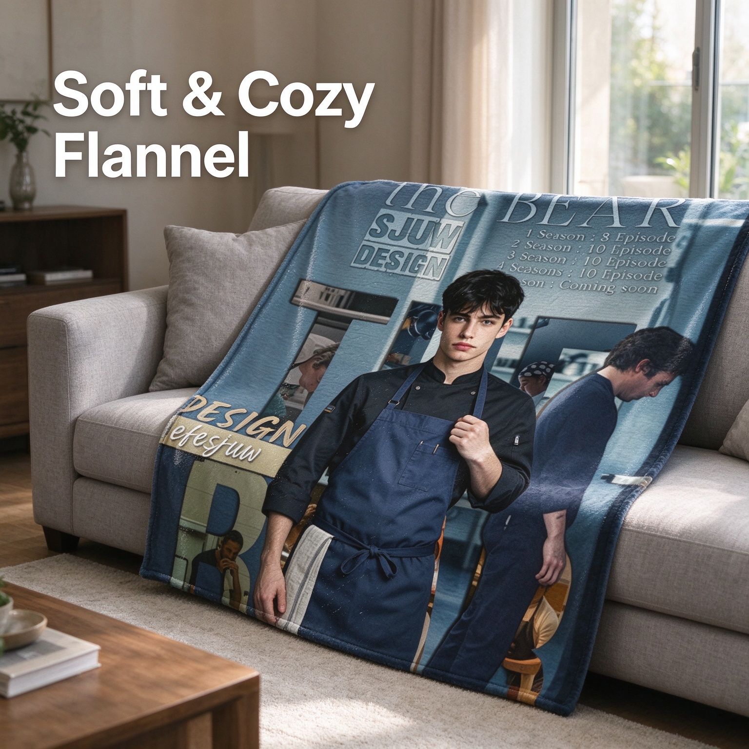 Custom Photo Flannel Blanket Personalized Face Portrait Plush Throw Ultra Soft Anti-Pilling Cozy Bedding Gift