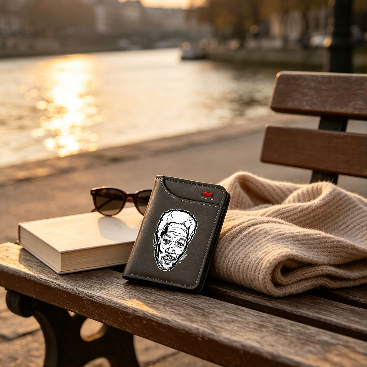 Morgan Freeman Portrait Sketch - Vertical Style Wallet