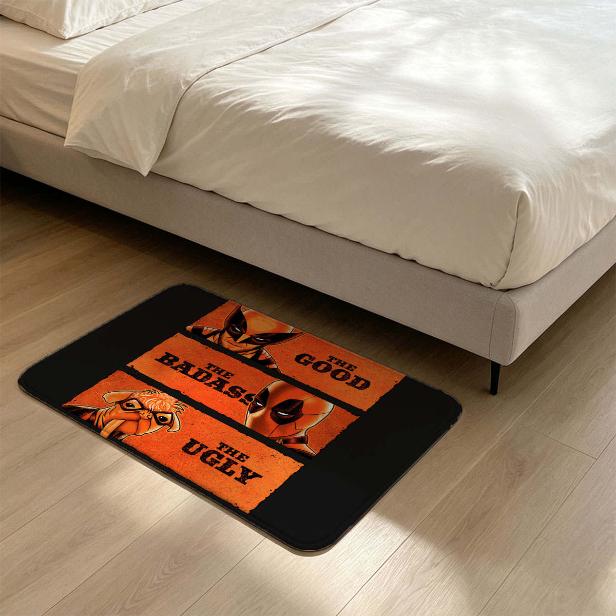 The Good, The Badass, The Ugly: Wolverine, Deadpool, and Howard the Duck - Flannel floor mat