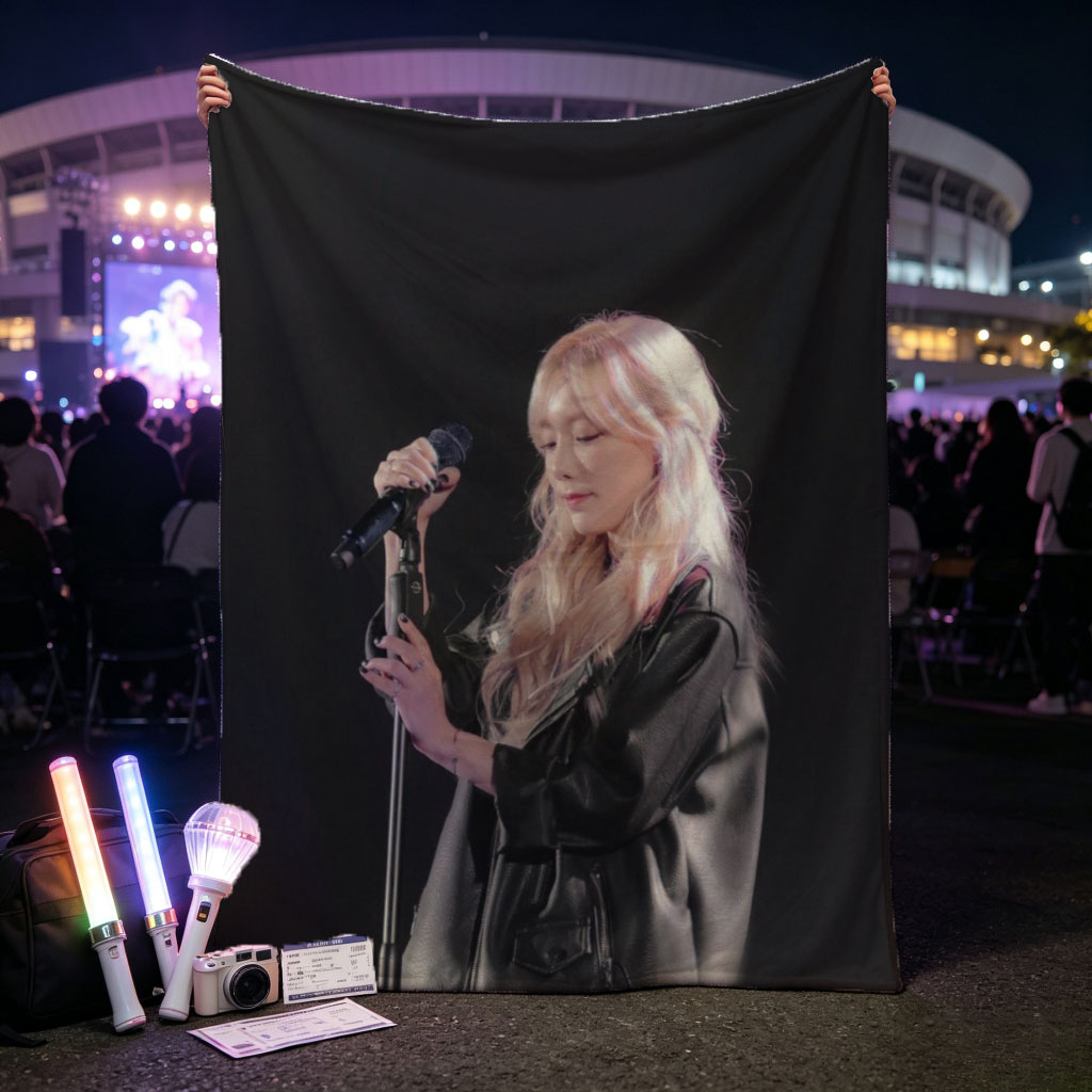 Lisa Blackpink Live Performance on Stage Holding Microphone in Leather Outfit - Blankets