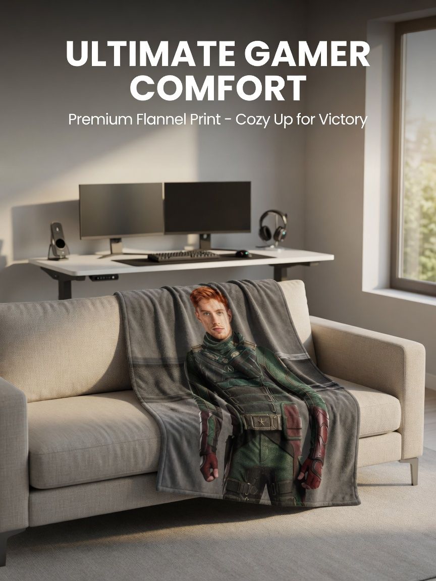 Custom Photo Face Blanket Personalized Flannel Fleece Throw Soft Anti-Pilling Cozy Bed Blanket for Unique Gift