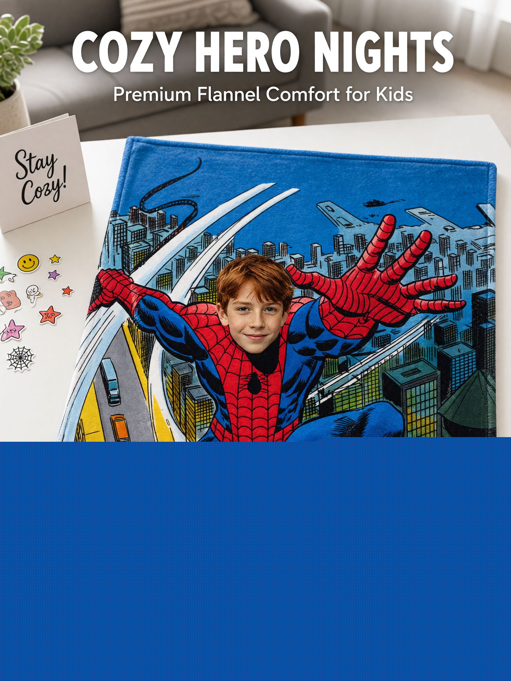 Personalized Superhero Photo Blanket Custom Face Flannel Throw Soft Fleece Bed Couch Blanket Unique Keepsake Gift