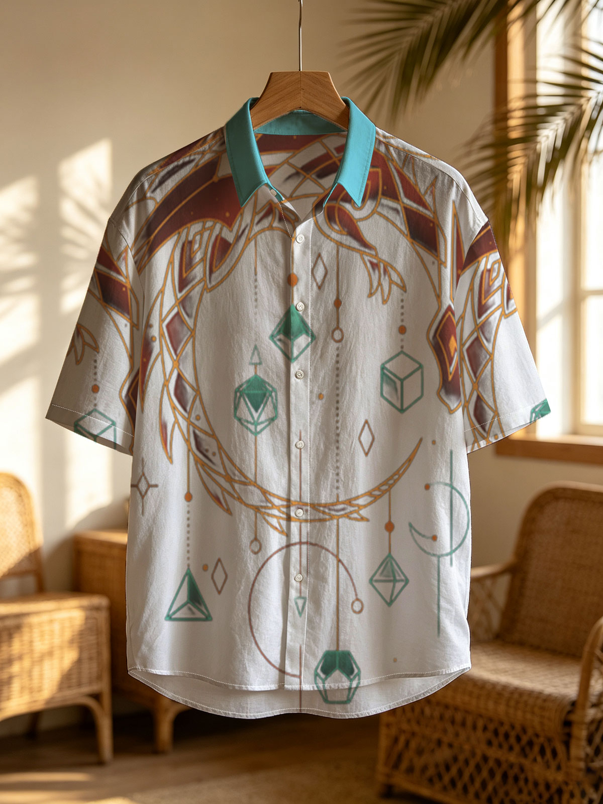 Dragon and Geometric Orbs: Mystical Design -  Shirt