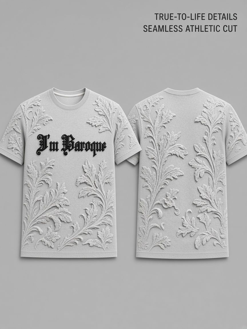Baroque Sculpture 3D Optical Illusion Graphic Tee Breathable Athletic Mesh T-Shirt for Casual and Sports Wear