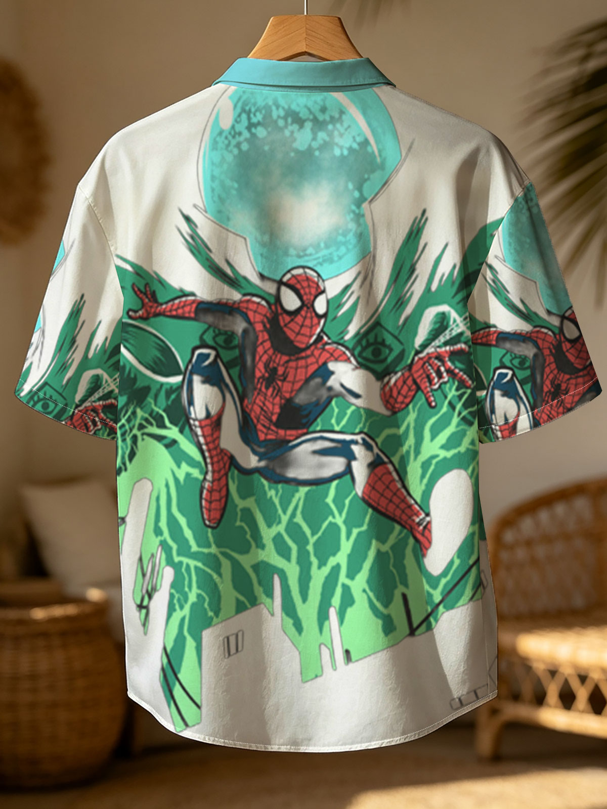 Spider-Man Swings Through the City Under a Glowing Moon -  Shirt