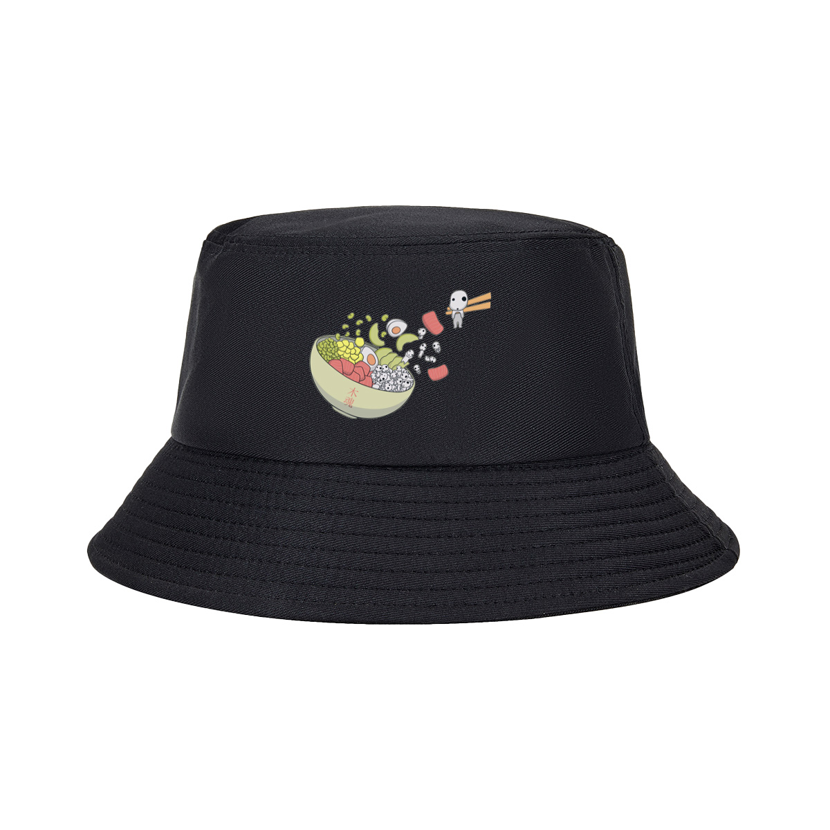 Kawaii Food Bowl with Kodama Characters - Fisherman's Hat