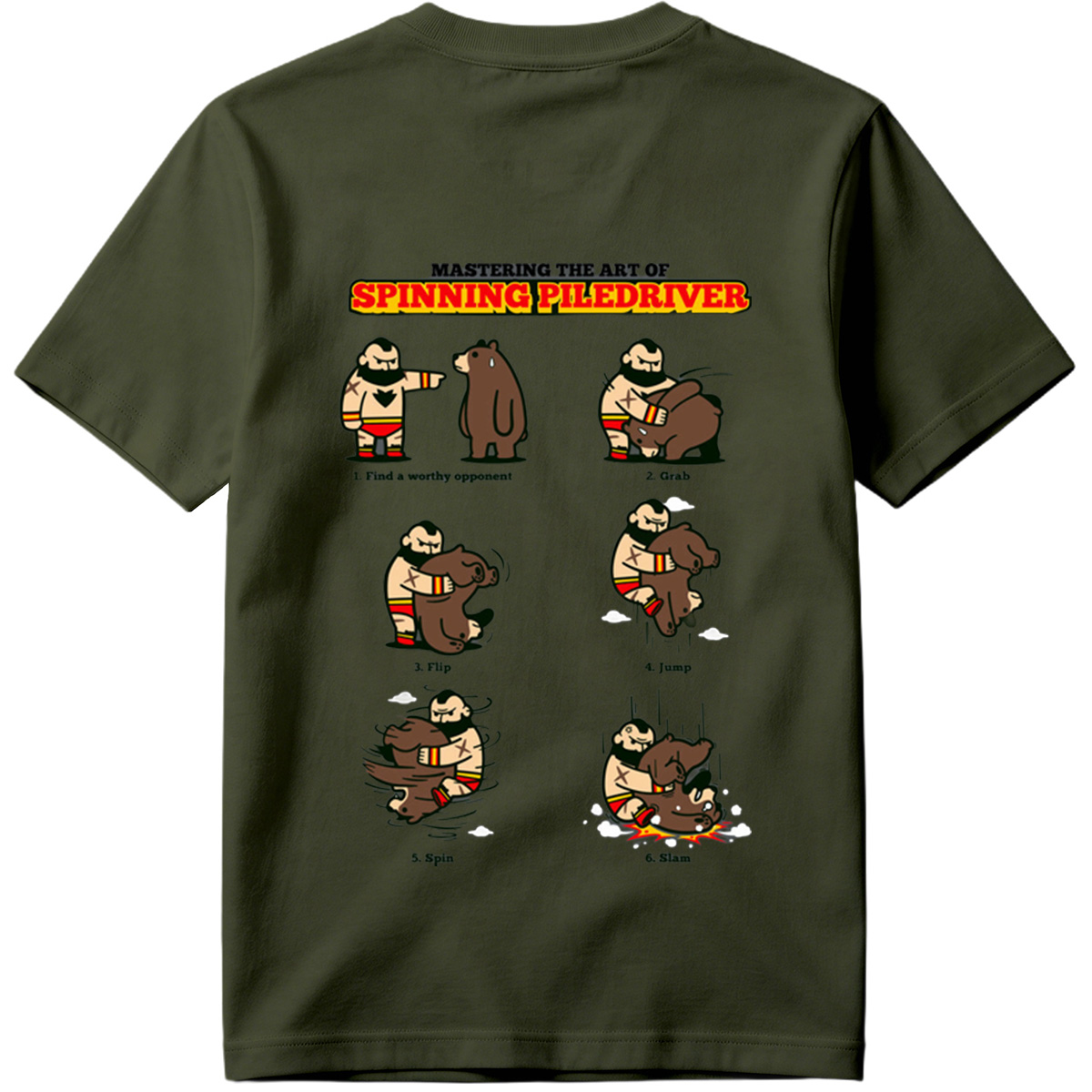 Mastering the Art of Spinning Piledriver: Wrestler vs Bear - Tee