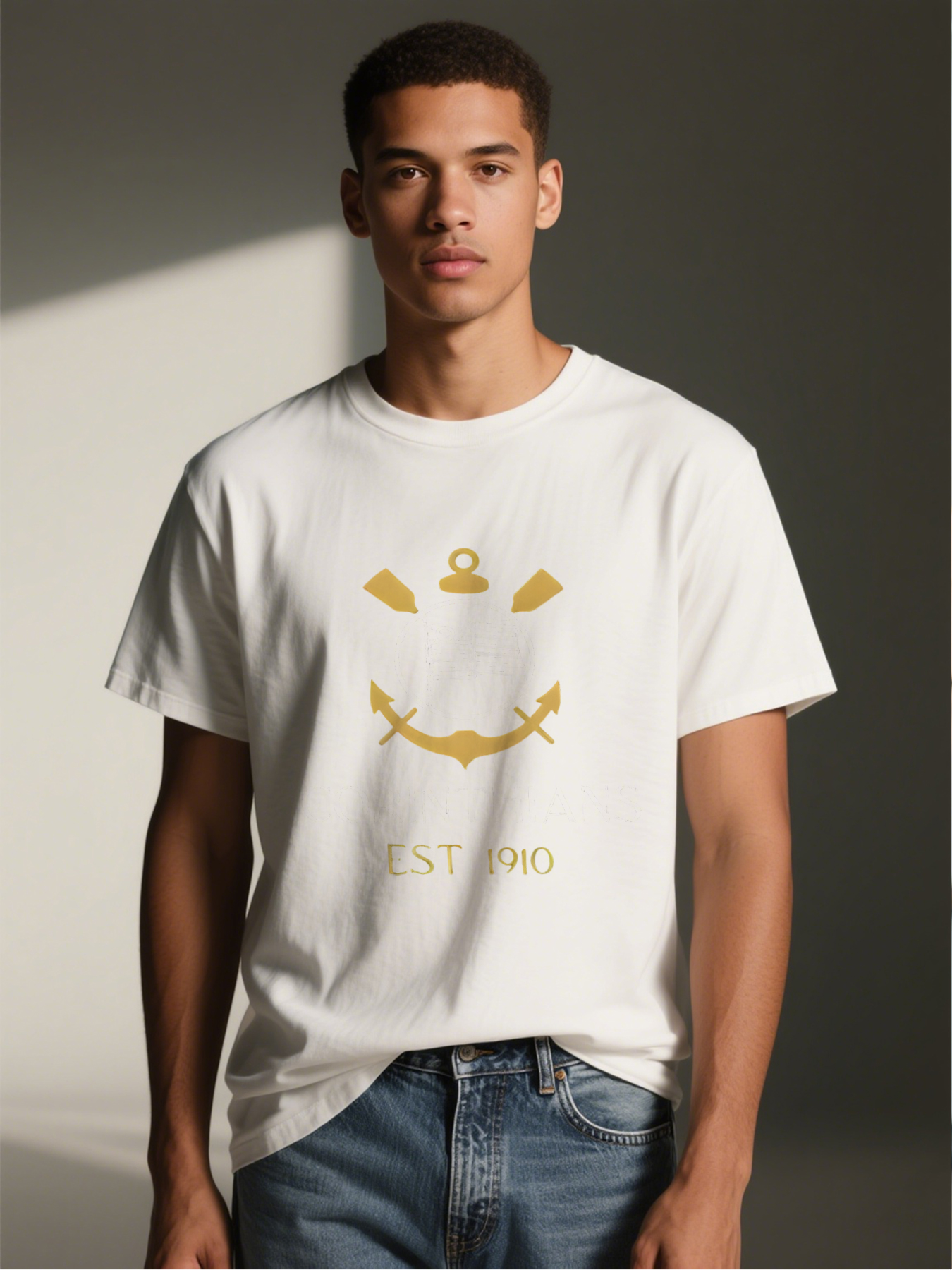 Men's Printed T-Shirt with Corinthians Crest and Anchor Logo, Casual Round Neck Lightweight Breathable Summer Short Sleeve T-Shirt for Sports Fans and Everyday Wear, Suitable for Adults and Football Enthusiasts