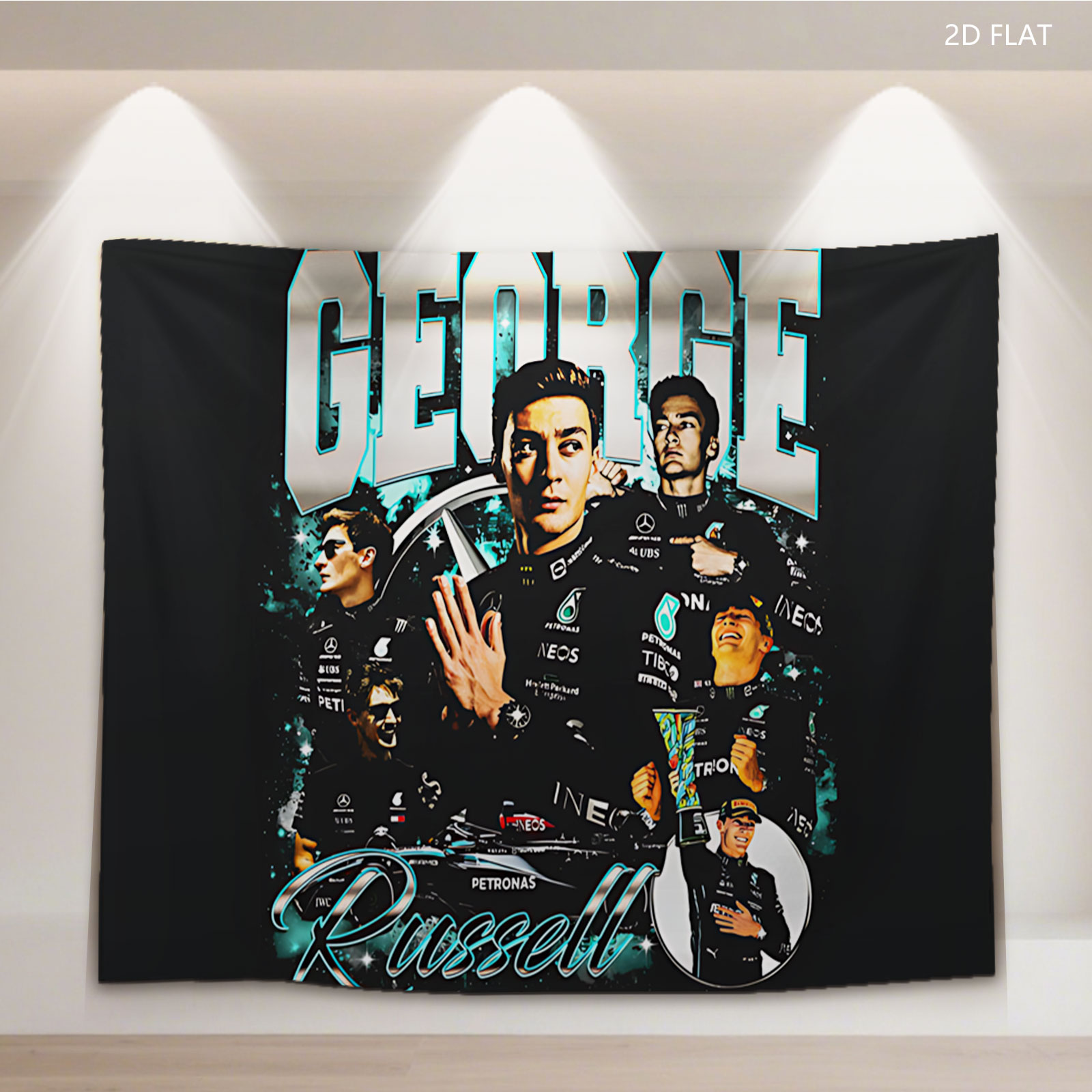 George Russell: Mercedes-AMG Petronas Formula One Driver, Racing Champion, Team Leader, and Motorsport Icon - Tapestry