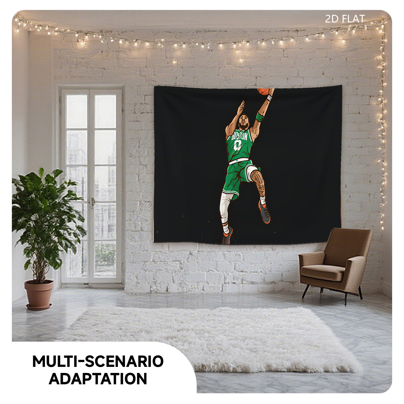 Jayson Tatum in Boston Celtics Jersey Dunking Basketball - Tapestry