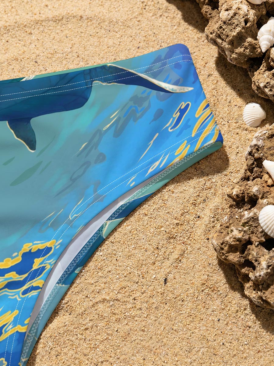 Sea Turtles Gliding Through Sunlit Waters -  Men's swim trunks