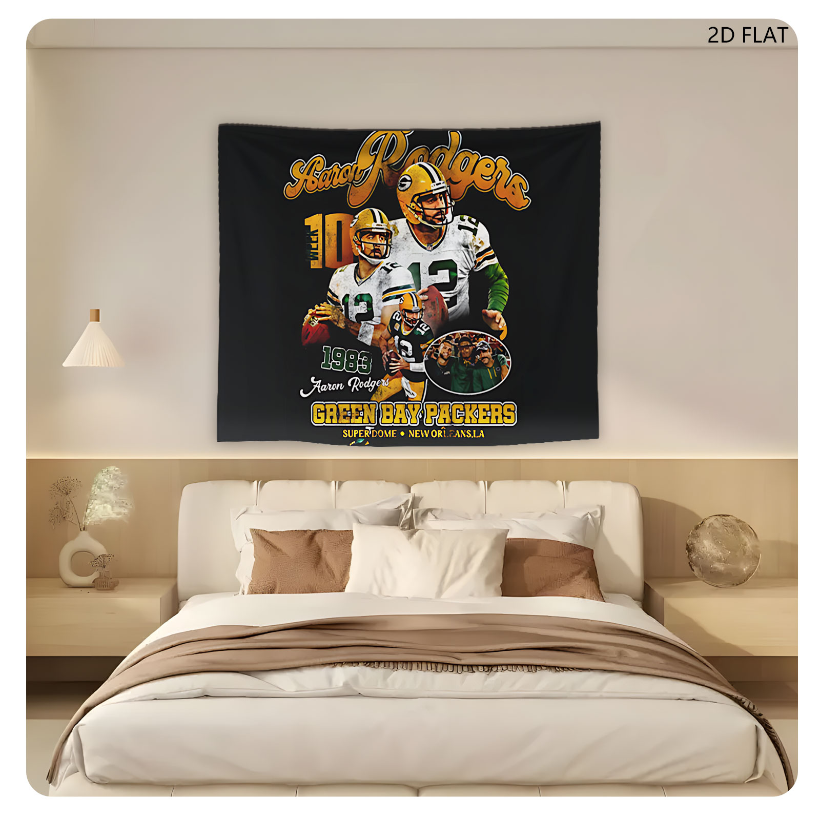 Aaron Rodgers #12 Green Bay Packers Super Bowl XLV Champions 2011 - Tapestry