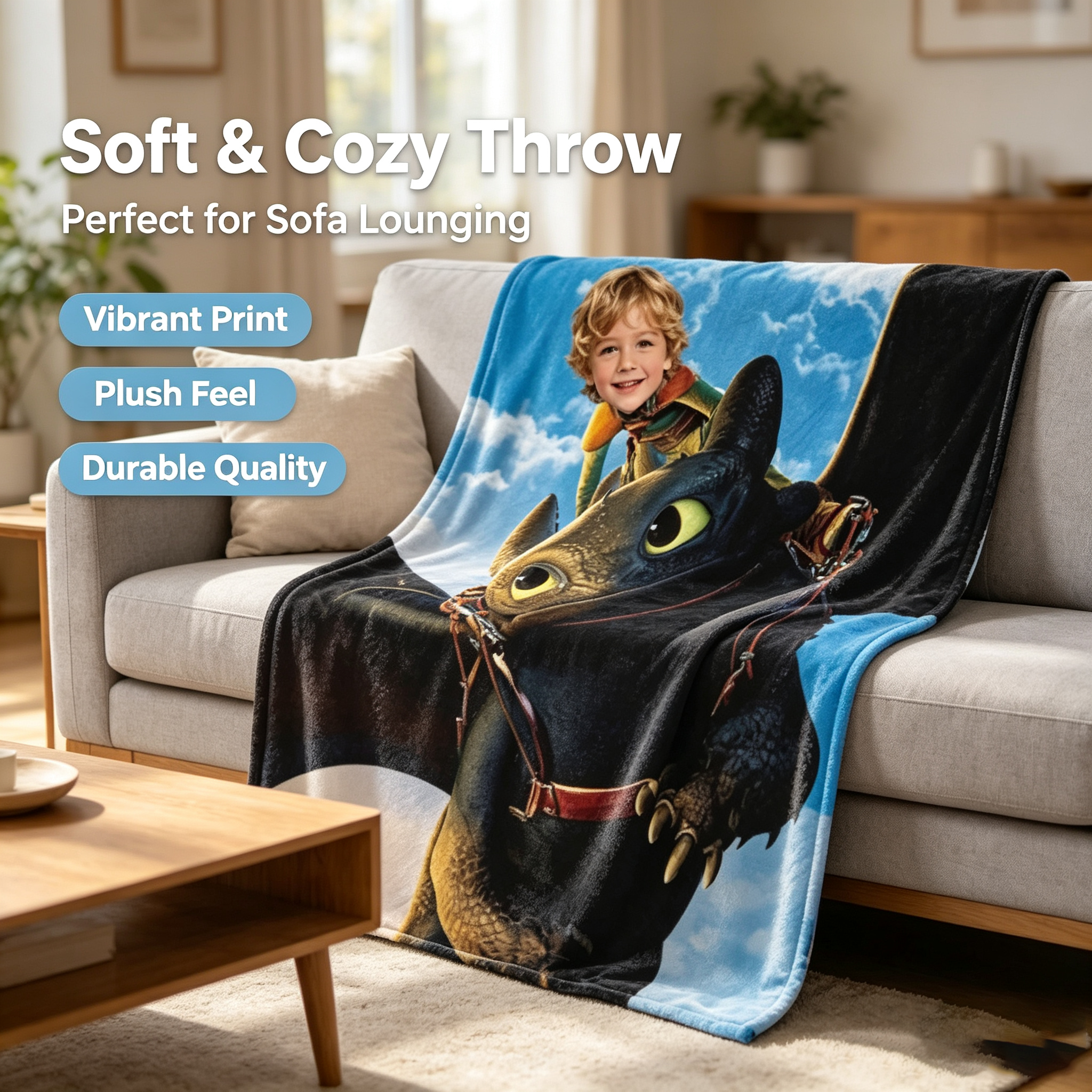 Toothless Custom Photo Blanket | How to Train Your Dragon