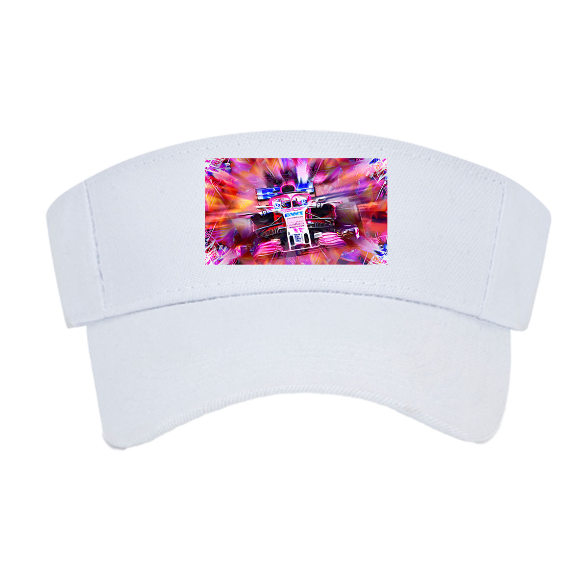 F1 Racing Car in Vibrant Motion Art -  Visor cap