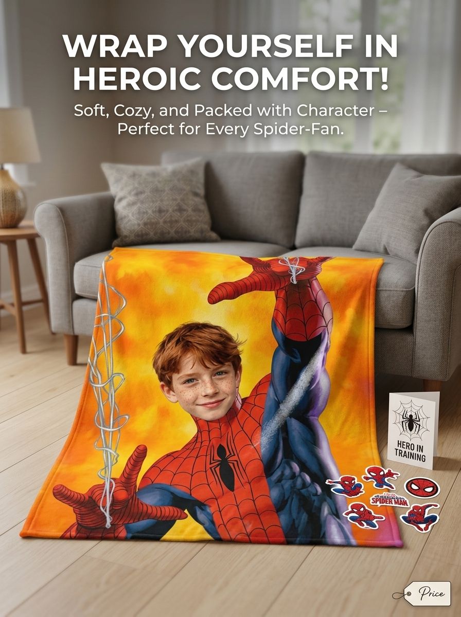 Personalized Photo Superhero Flannel Fleece Blanket Custom Face Throw Soft Cozy Bed Couch Wrap for Family Gift