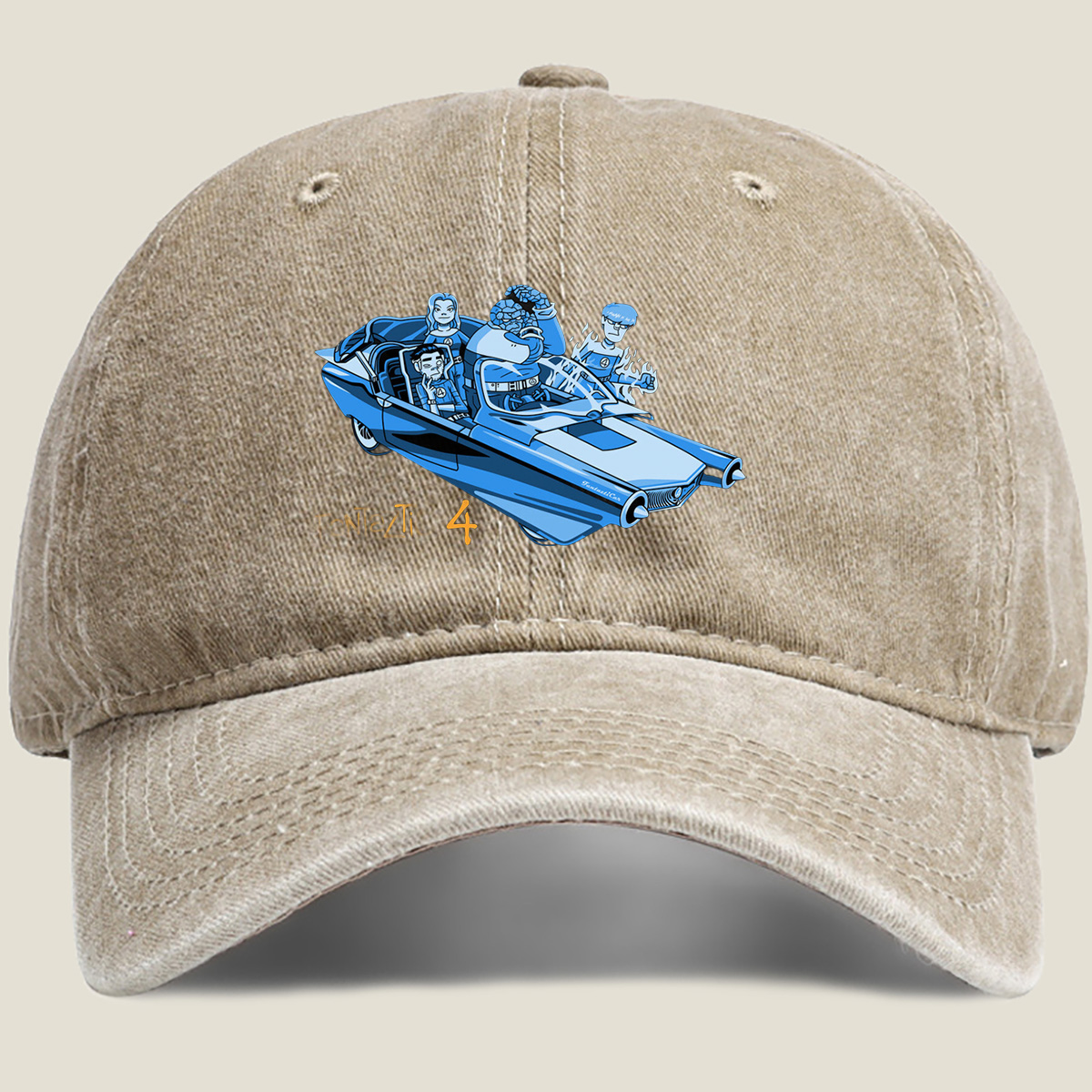 Fantastic Four in the Futuristic Car - Washed Denim - Baseball Cap