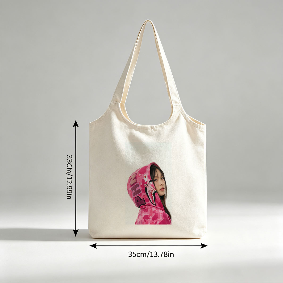 Lisa Blackpink Pink Camo Hoodie Fashion Portrait - Canvas shoulder bags/