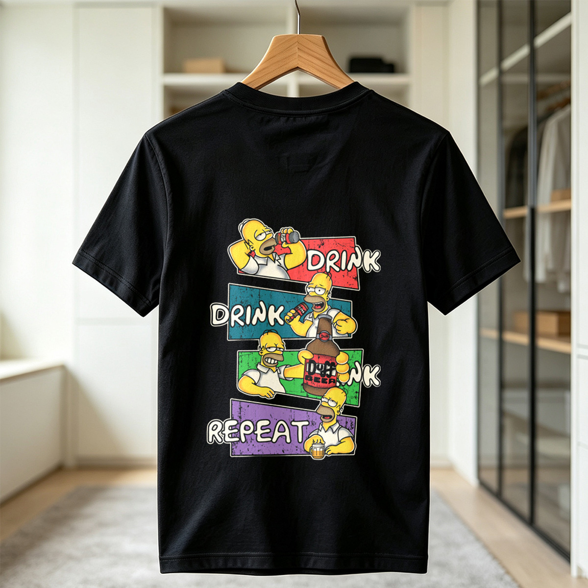 The Simpsons Homer Drink Duff Beer Repeat - Tee