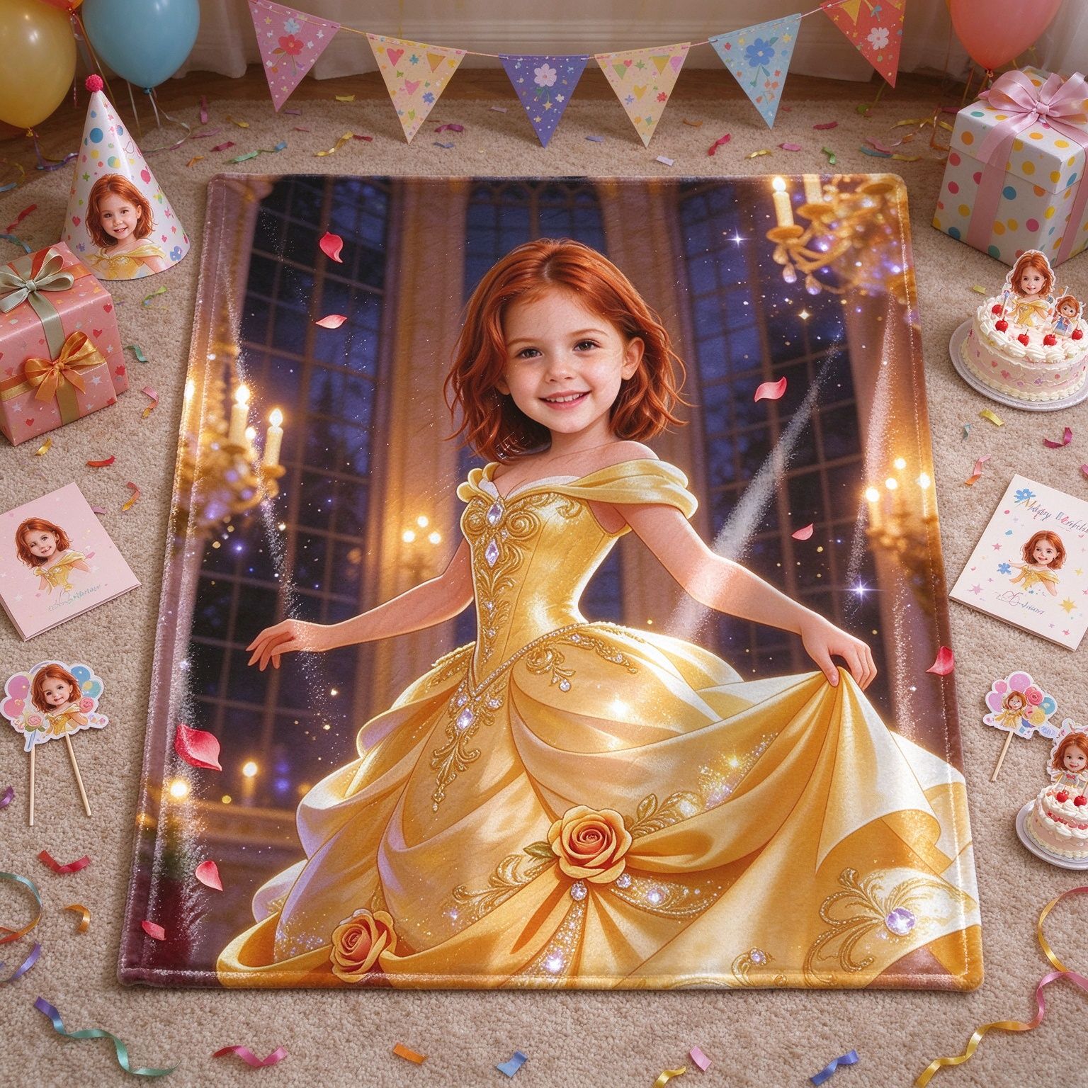 Custom Face Photo Princess Blanket, Personalized Flannel Throw, Ultra Soft Cozy Keepsake Gift for Girls