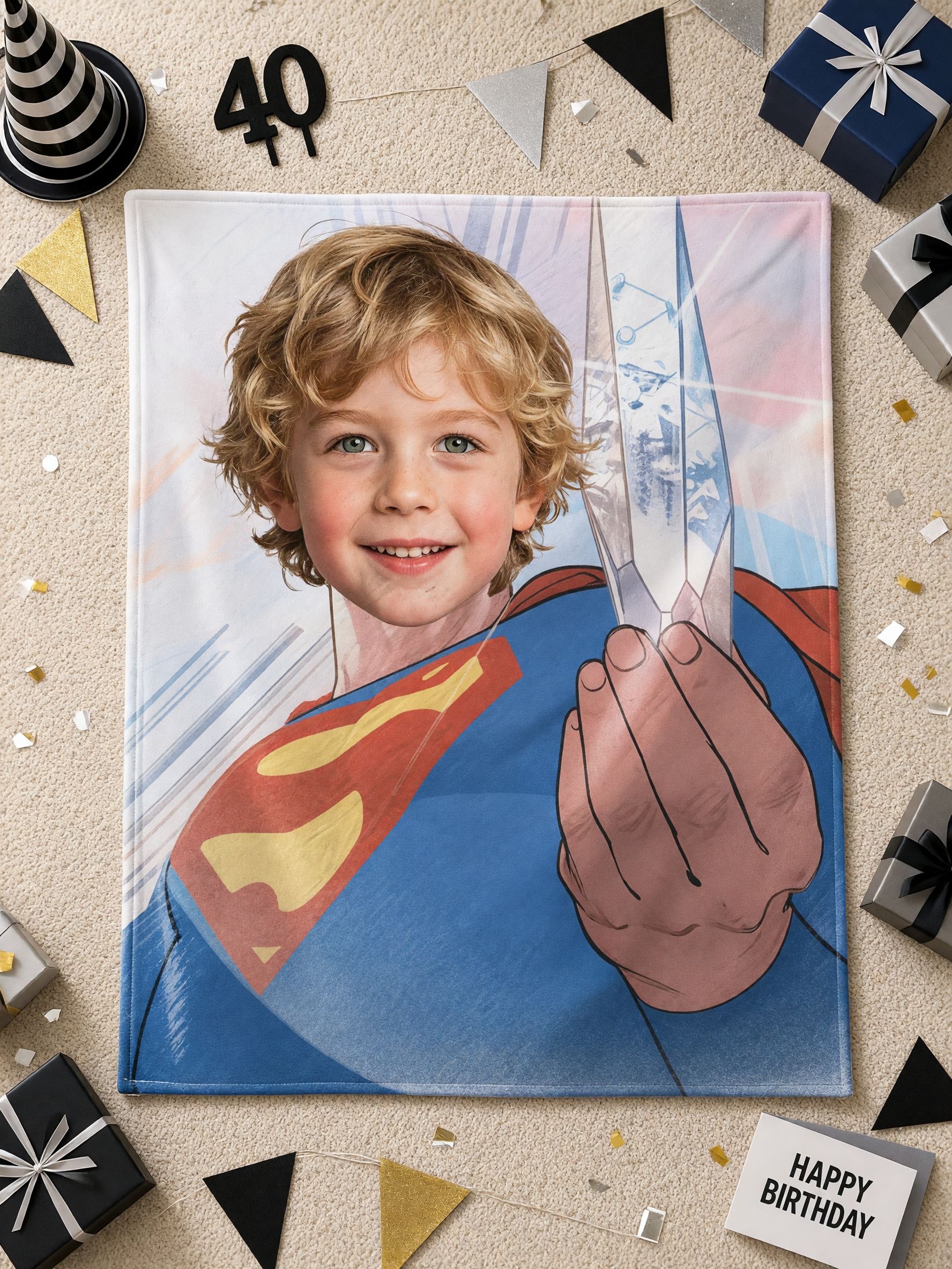 Custom Face Photo Flannel Blanket Personalized Superhero Plush Throw Ideal Cozy Keepsake Gift for Kids and Family