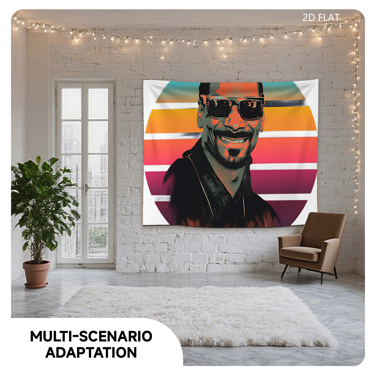 Snoop Dogg in Retro Sunset Portrait - Tapestry