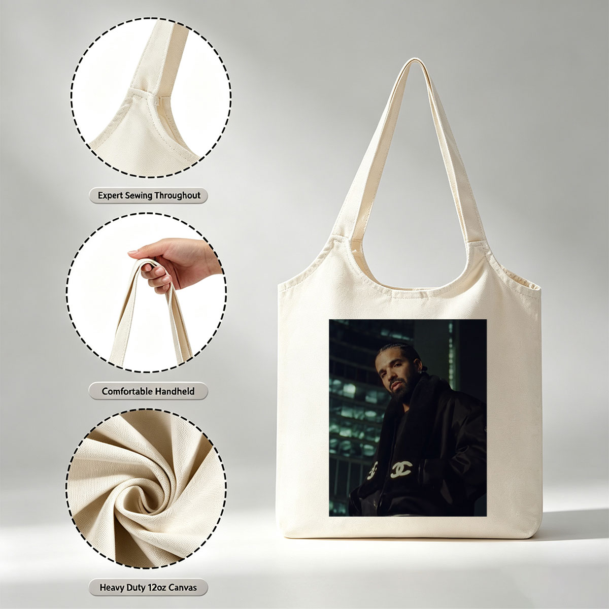 Drake in Urban Night Setting Wearing Chanel Jacket - Canvas shoulder bags/