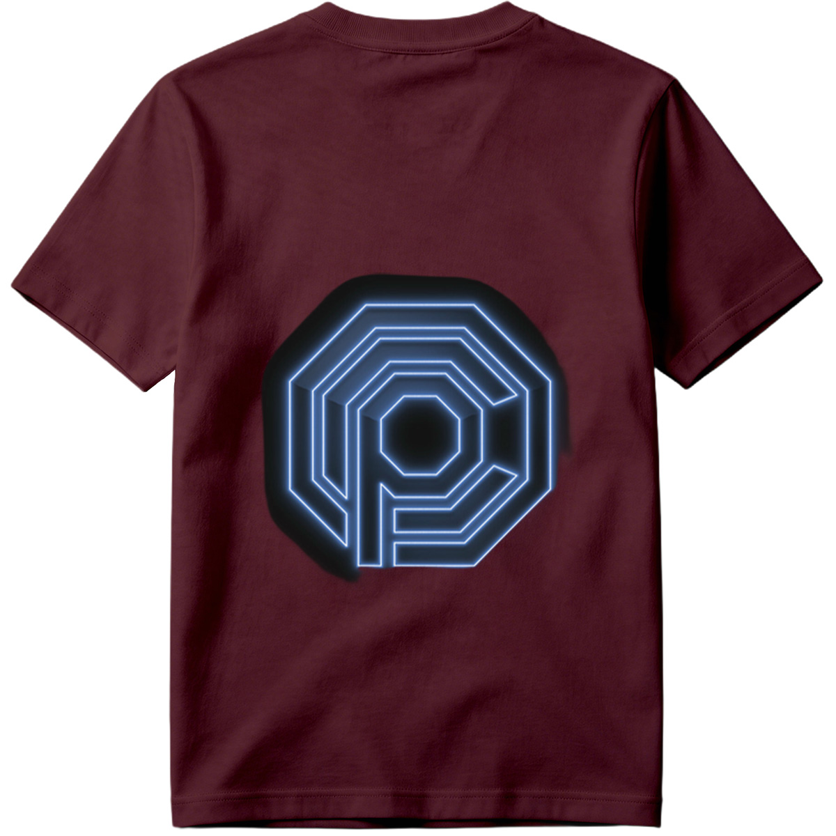Neon Blue Octagonal Logo with Letter P - Tee