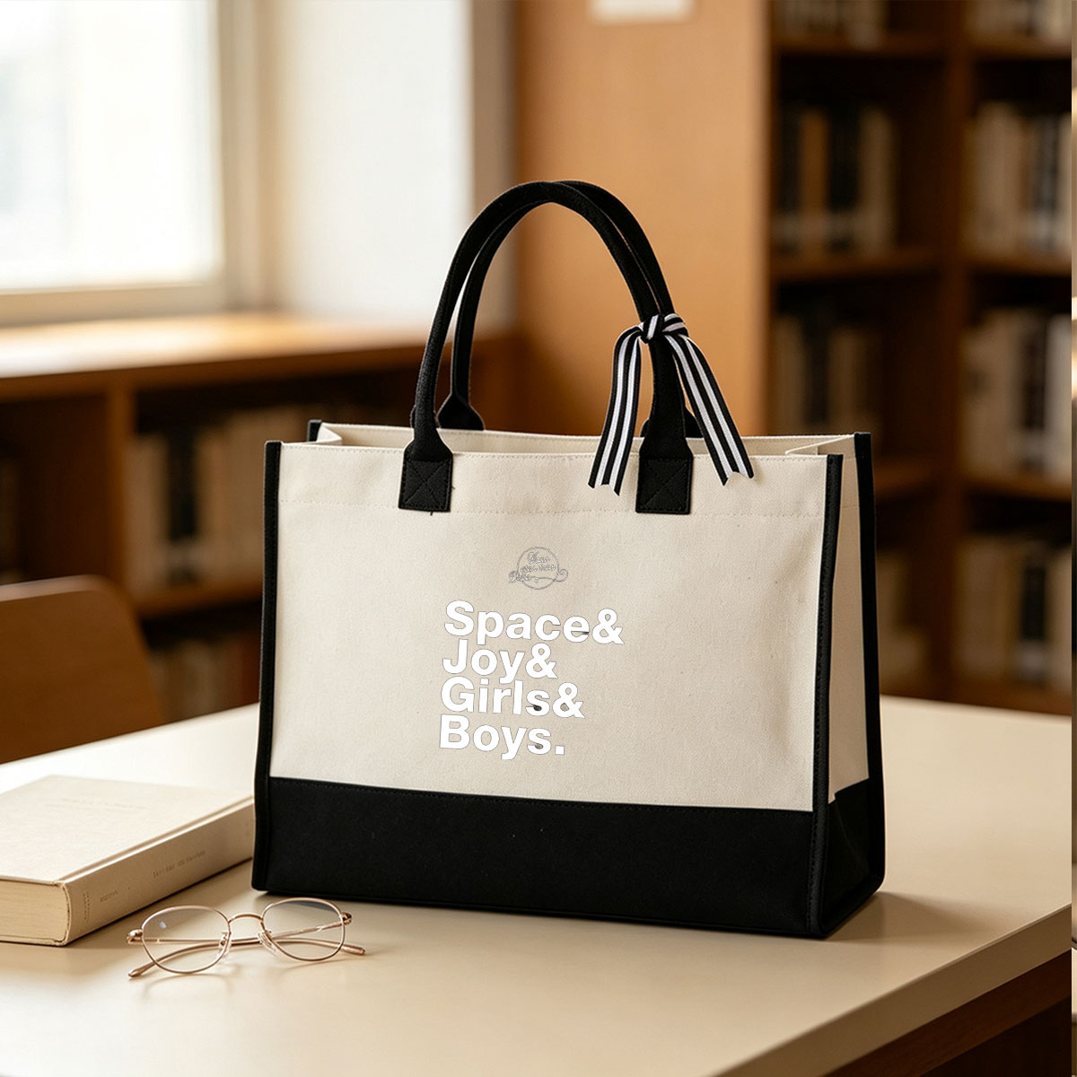 Space & Joy & Girls & Boys - Canvas patchwork gift tote bag