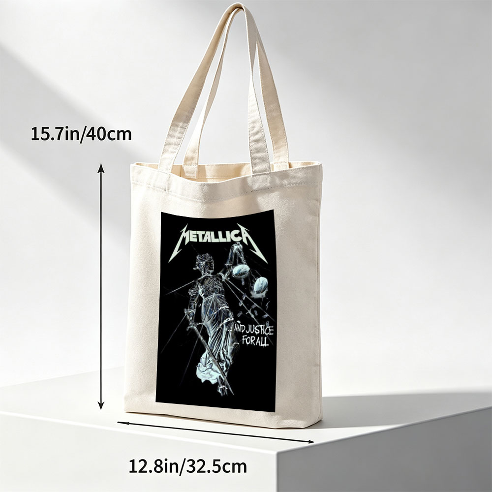 Metallica Band Justice Statue Album Cover Art - Canvas tote bags