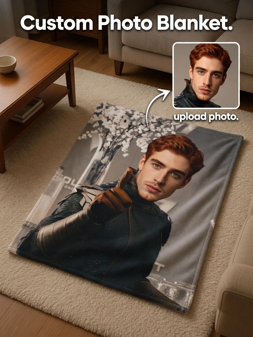 Custom Photo Face Blanket Personalized Flannel Fleece Throw Soft Skin-Friendly Warm Cover Ideal Custom Keepsake Gift