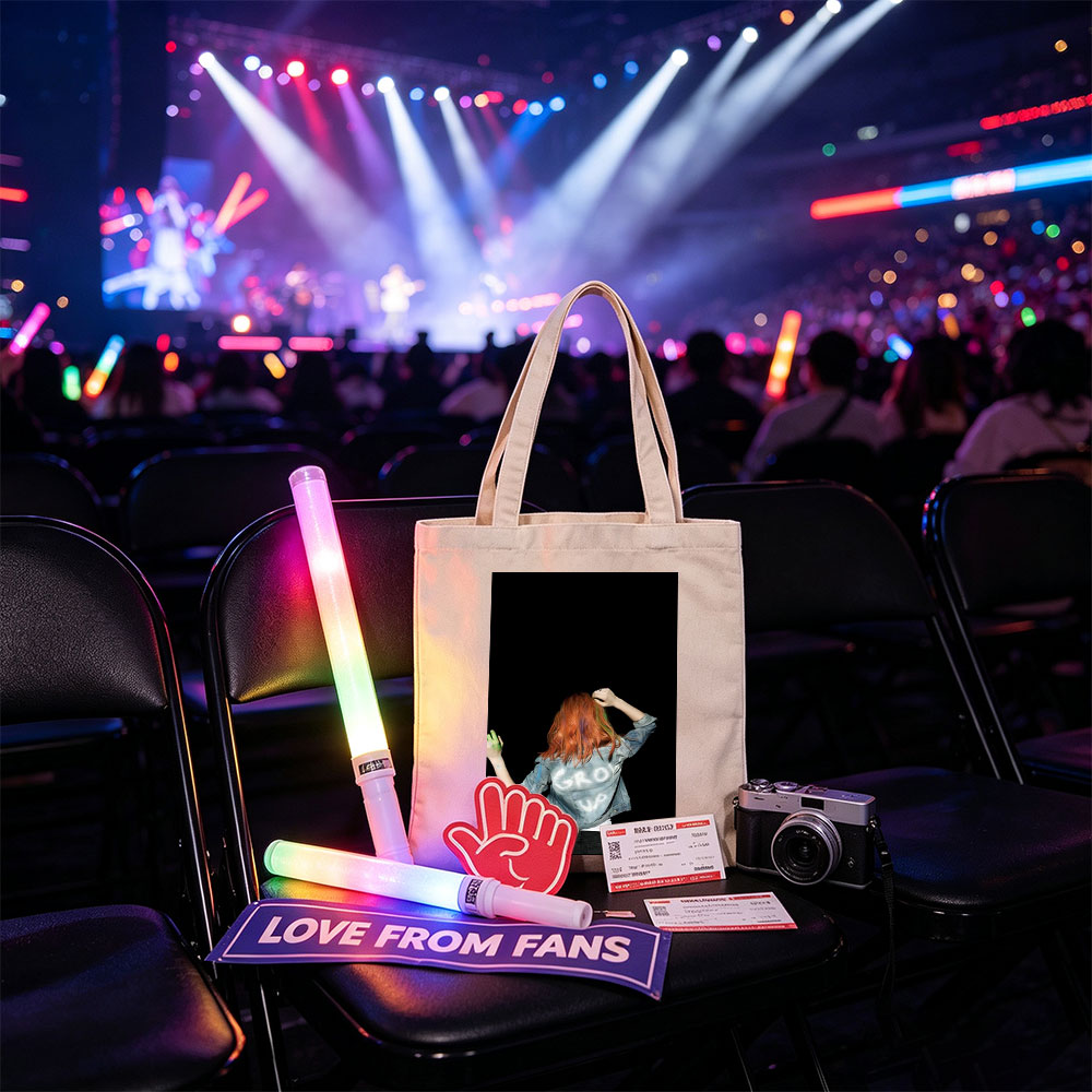 BTS Jungkook in a vibrant performance scene with colorful hair and denim jacket against a black background - Canvas tote bags