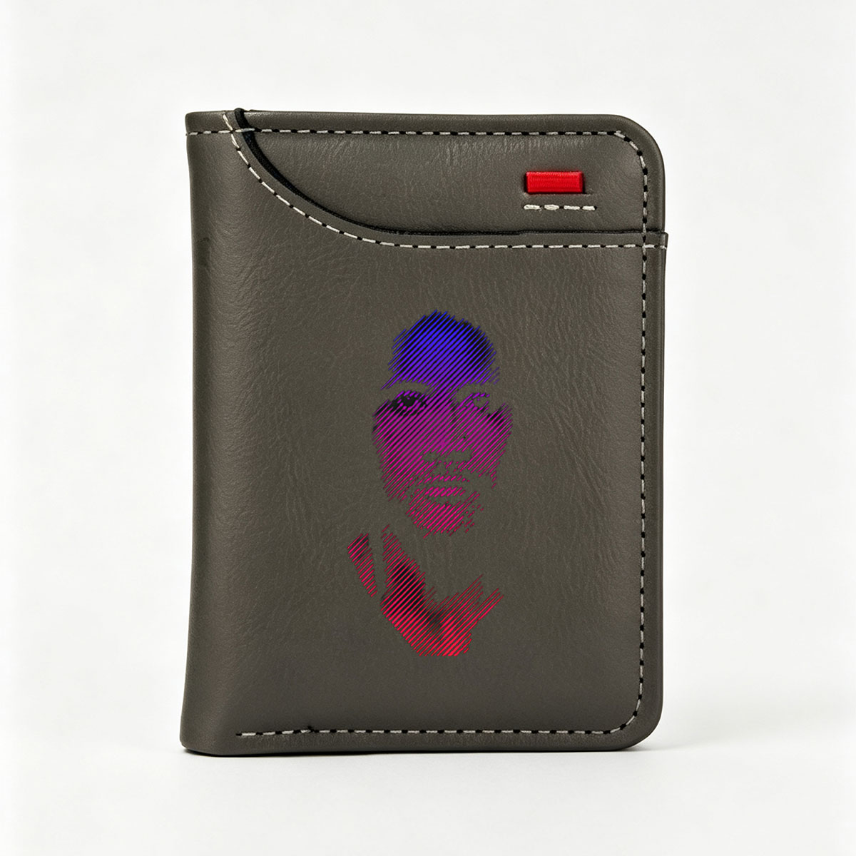 Abstract Portrait of a Man with Purple and Pink Gradient Lines - Vertical Style Wallet