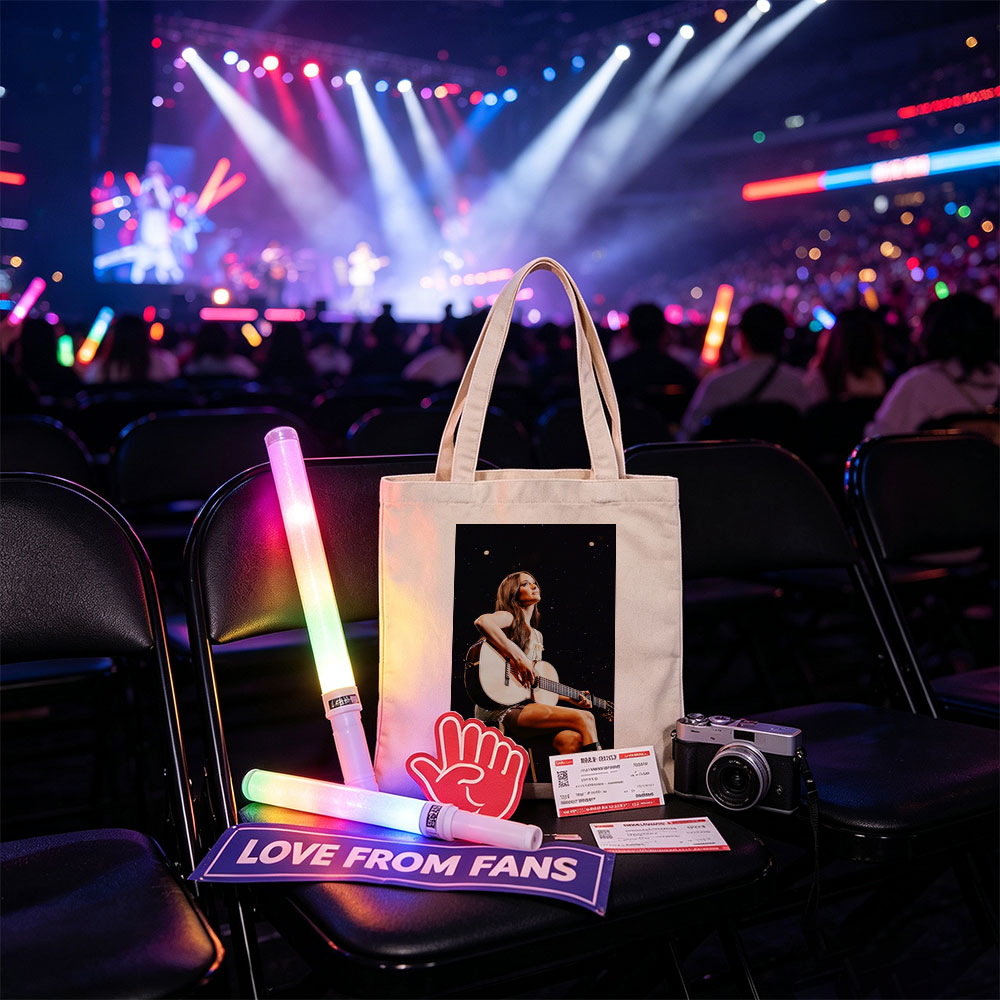 Lana Del Rey Playing Acoustic Guitar on Stage in a Starry Night Setting - Canvas tote bags