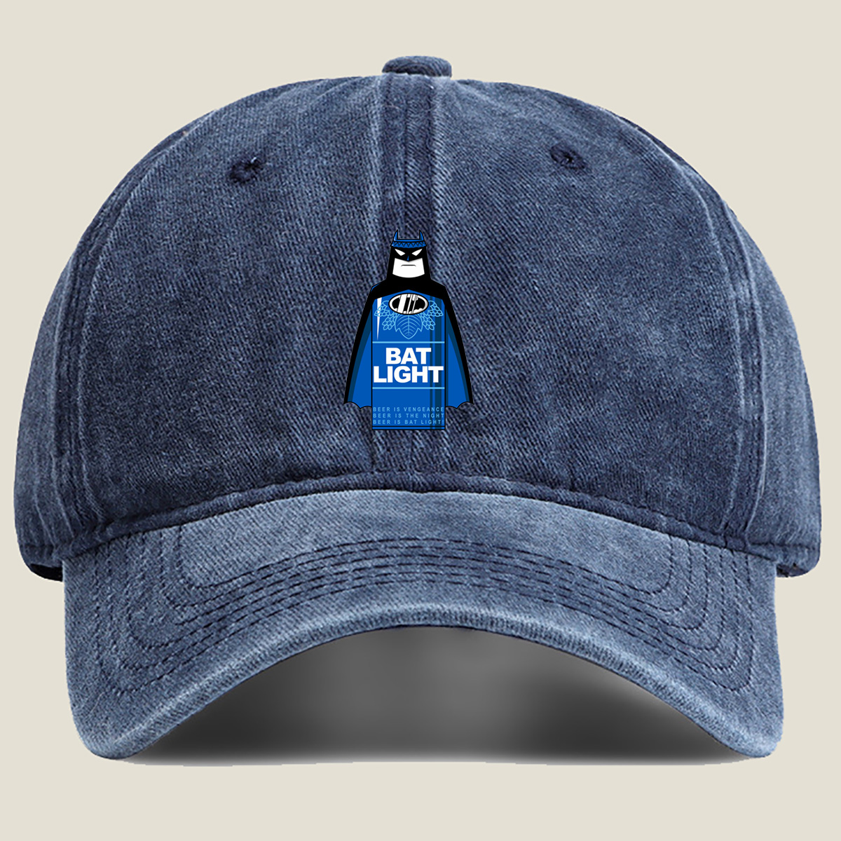 Batman Bat Light Beer - Washed Denim - Baseball Cap