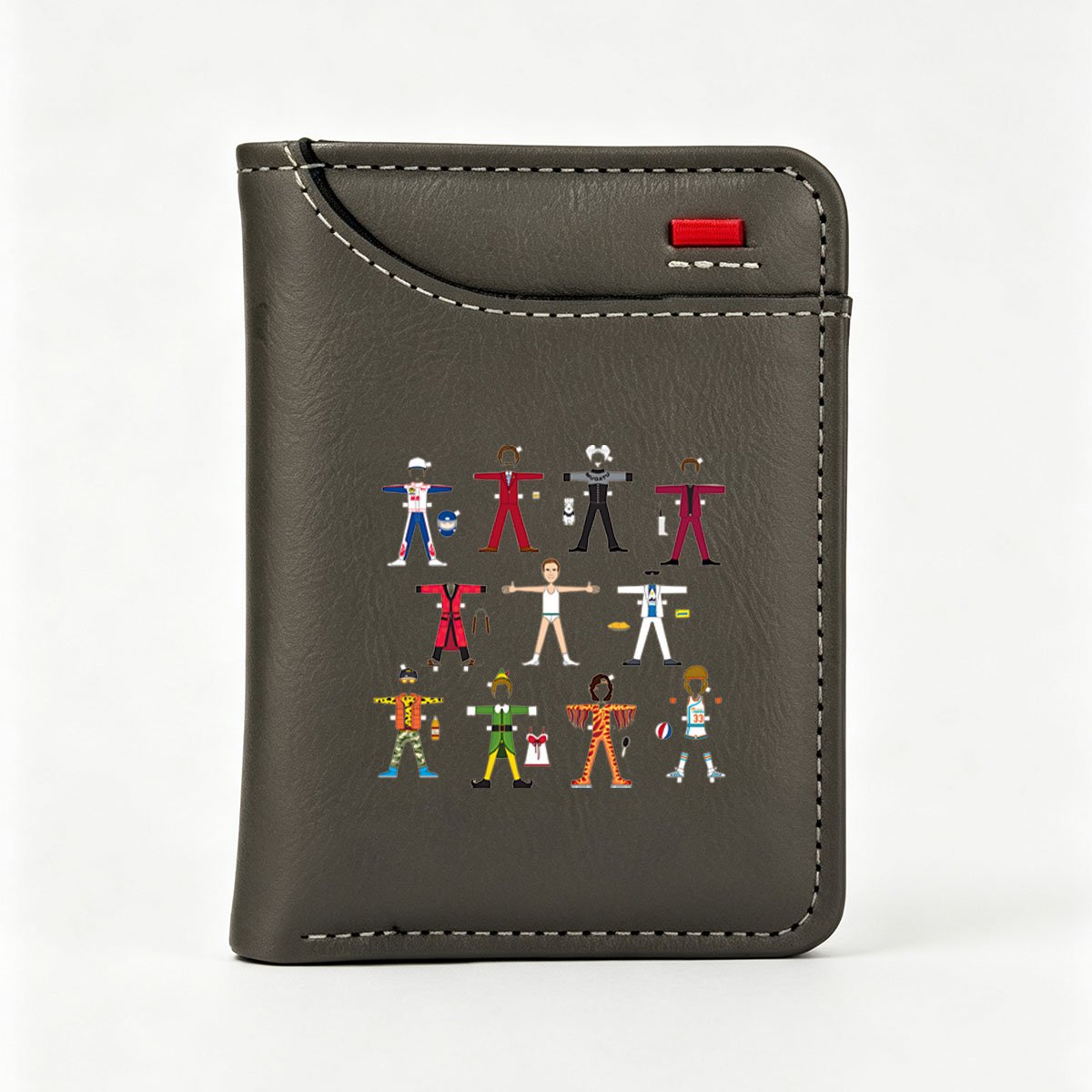 Paper Doll Characters: Mugatu, Tom Cruise, Robin Hood, and More in Various Outfits - Vertical Style Wallet