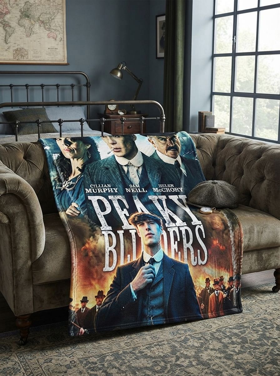 Custom Photo Face Flannel Blanket Personalized Vintage Gangster Movie Poster Throw Blanket Ultra Soft Anti Pilling