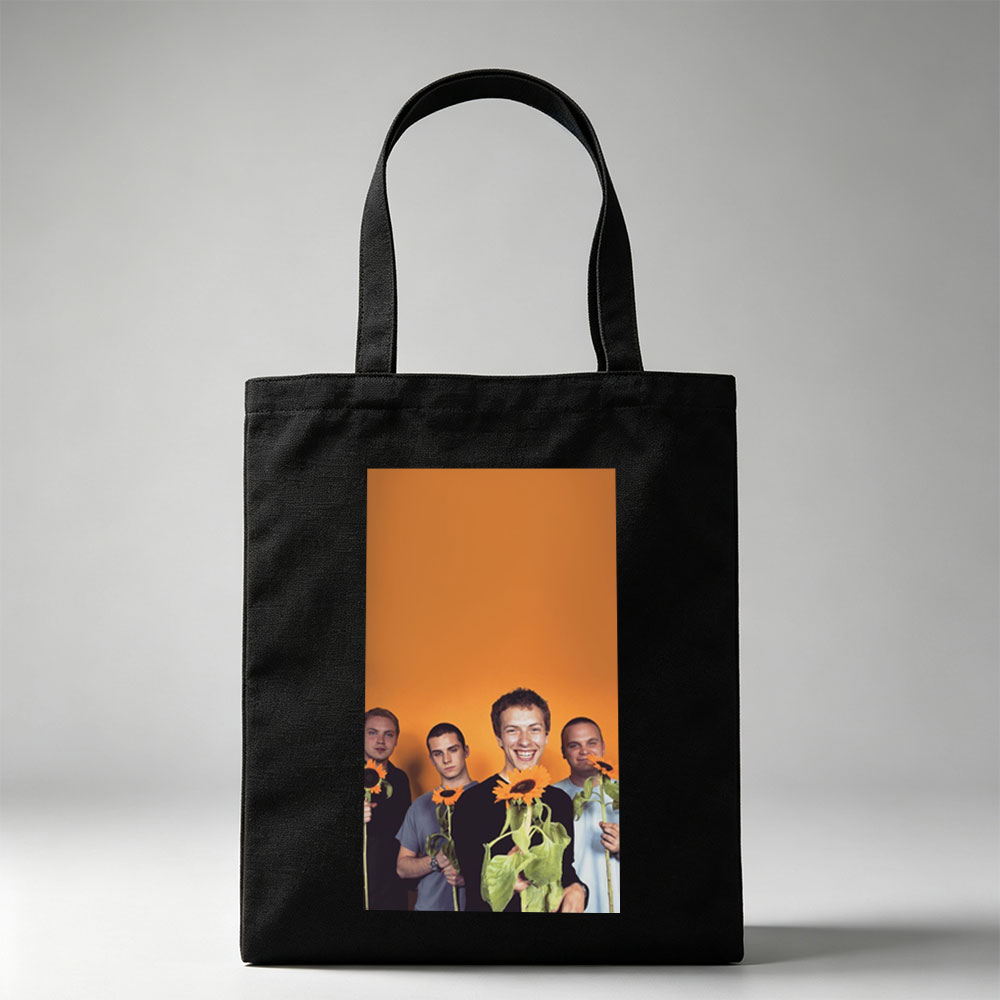 Imagine Dragons Band Members Holding Sunflowers Against Orange Background - Canvas tote bags