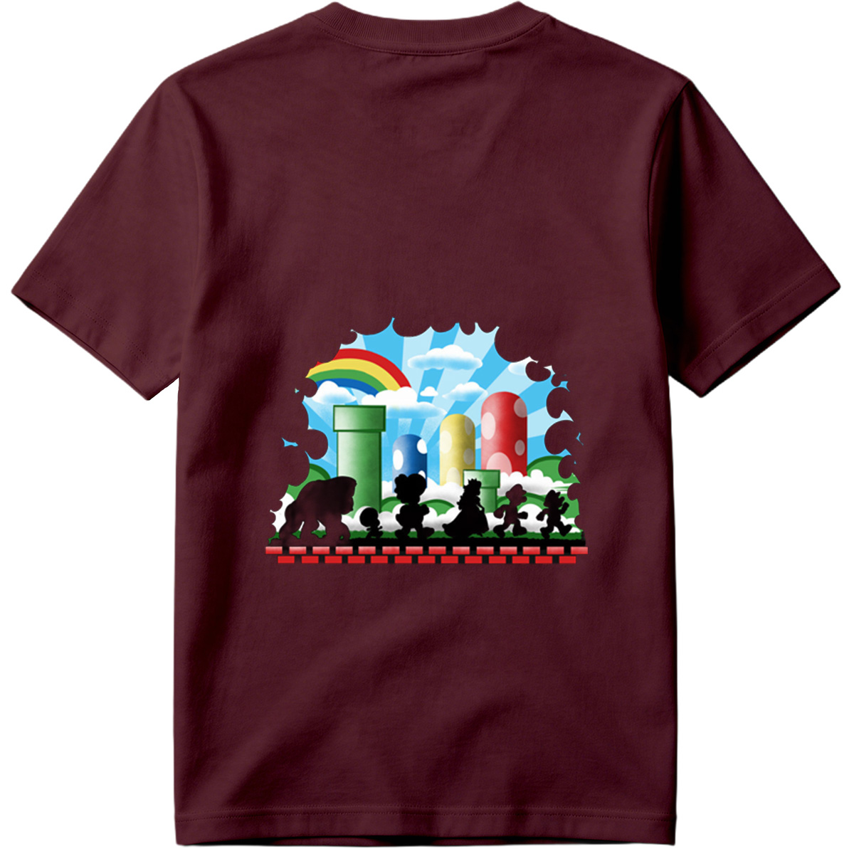 Super Mario Silhouettes: Koopa, Toad, Princess, Mario, and Luigi - Tee