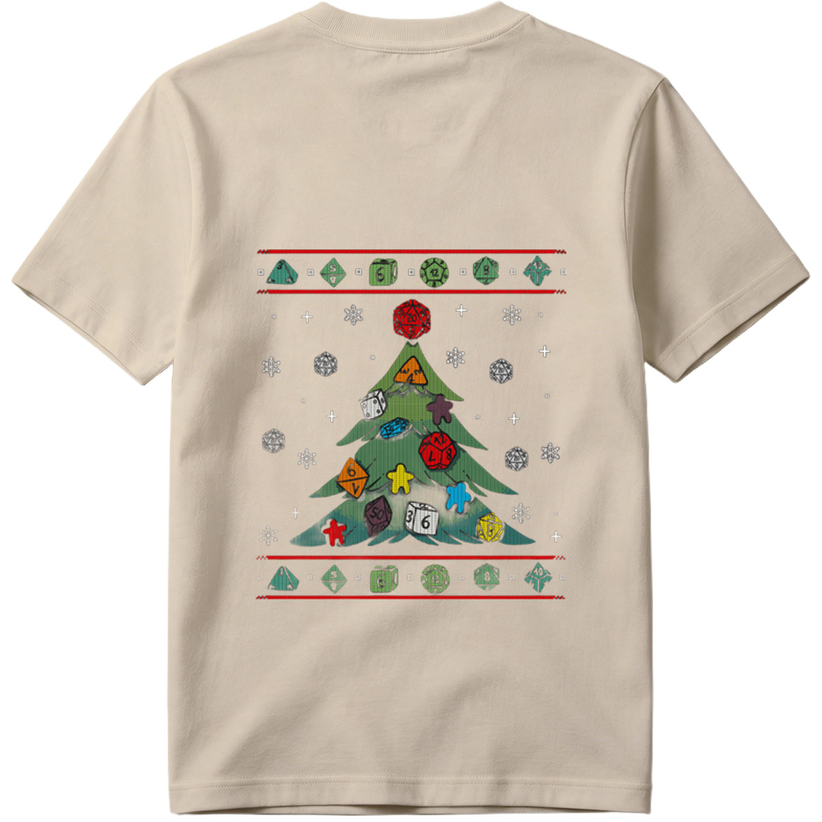 D&D Christmas Tree with Polyhedral Dice Decorations - Tee