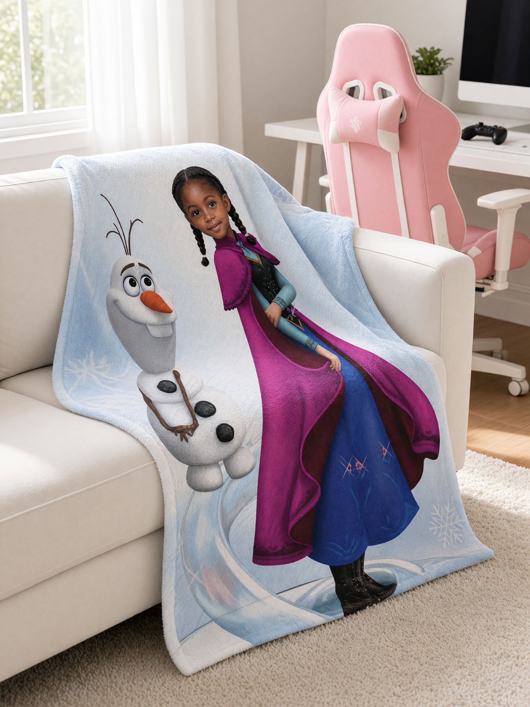 Personalized Face Photo Blanket, Winter Princess Custom Flannel Throw, Soft Bed Sofa Fleece, Ideal Heartfelt Gift