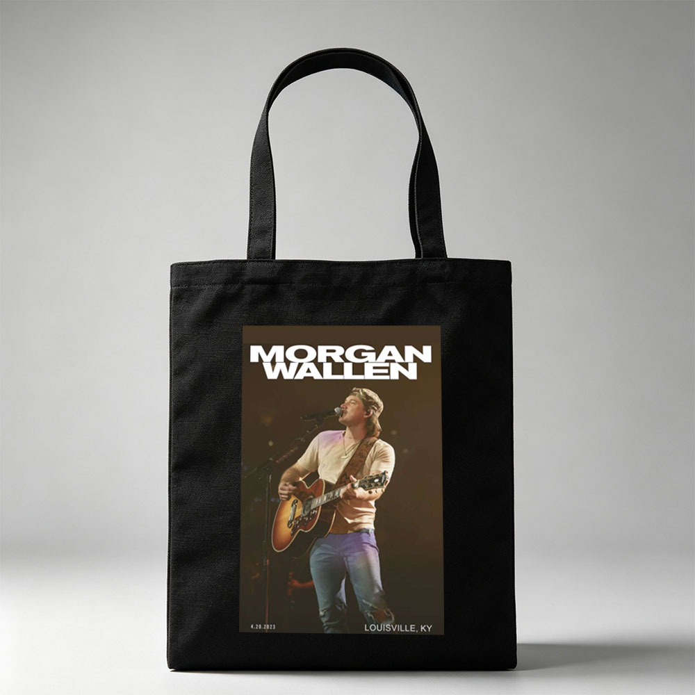 Morgan Wallen Live Performance Playing Guitar on Stage in Louisville, KY - Canvas tote bags