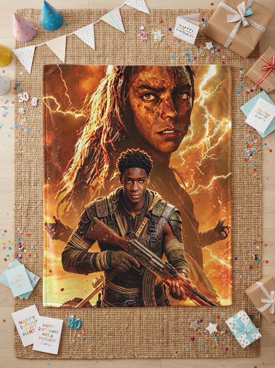 Custom Photo Face Blanket Personalized Fantasy Warrior Flannel Throw Ultra Soft Anti-Pilling Cozy Bed Couch Keepsake
