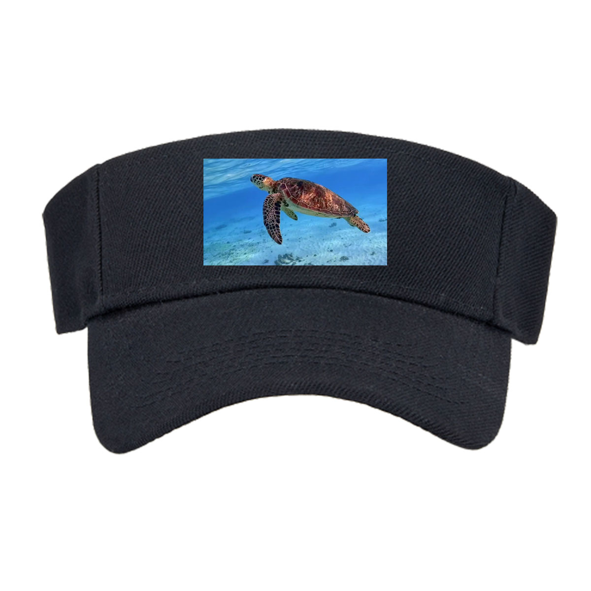Sea Turtle Swimming in Crystal Clear Waters -  Visor cap