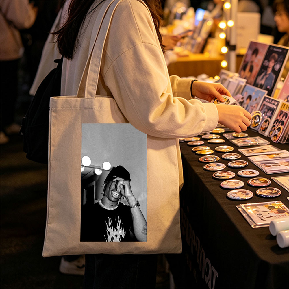 Lil Durk in a Mirror Selfie Wearing a Beanie and Flame Shirt, Smiling with Hand on Face - Canvas tote bags