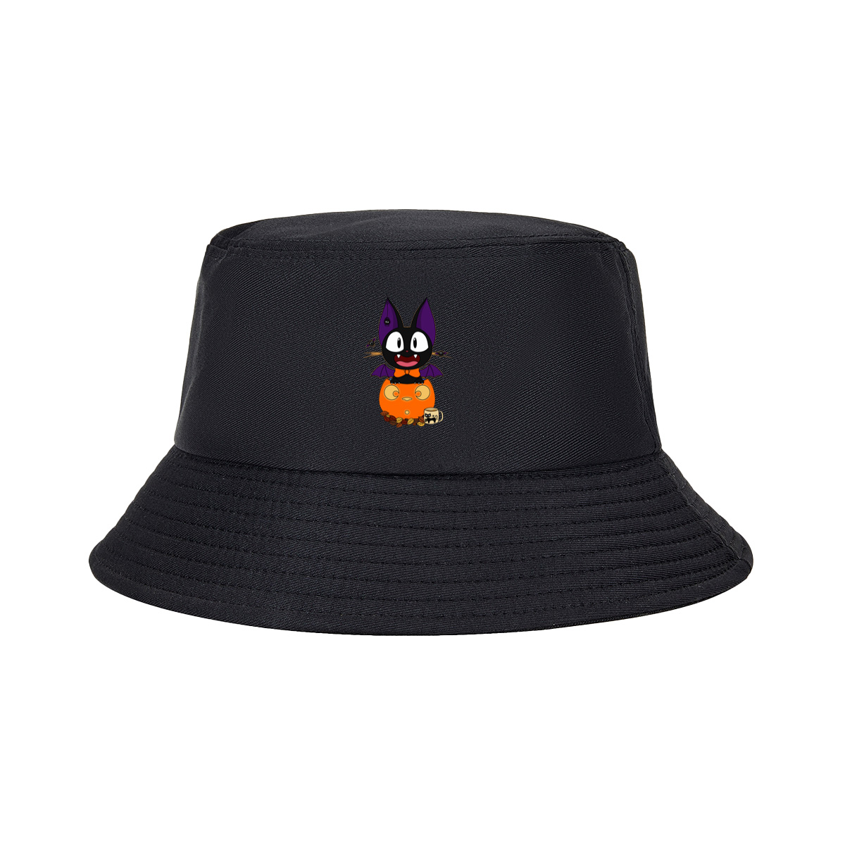 Halloween Cat with Pumpkin and Bat Wings - Fisherman's Hat