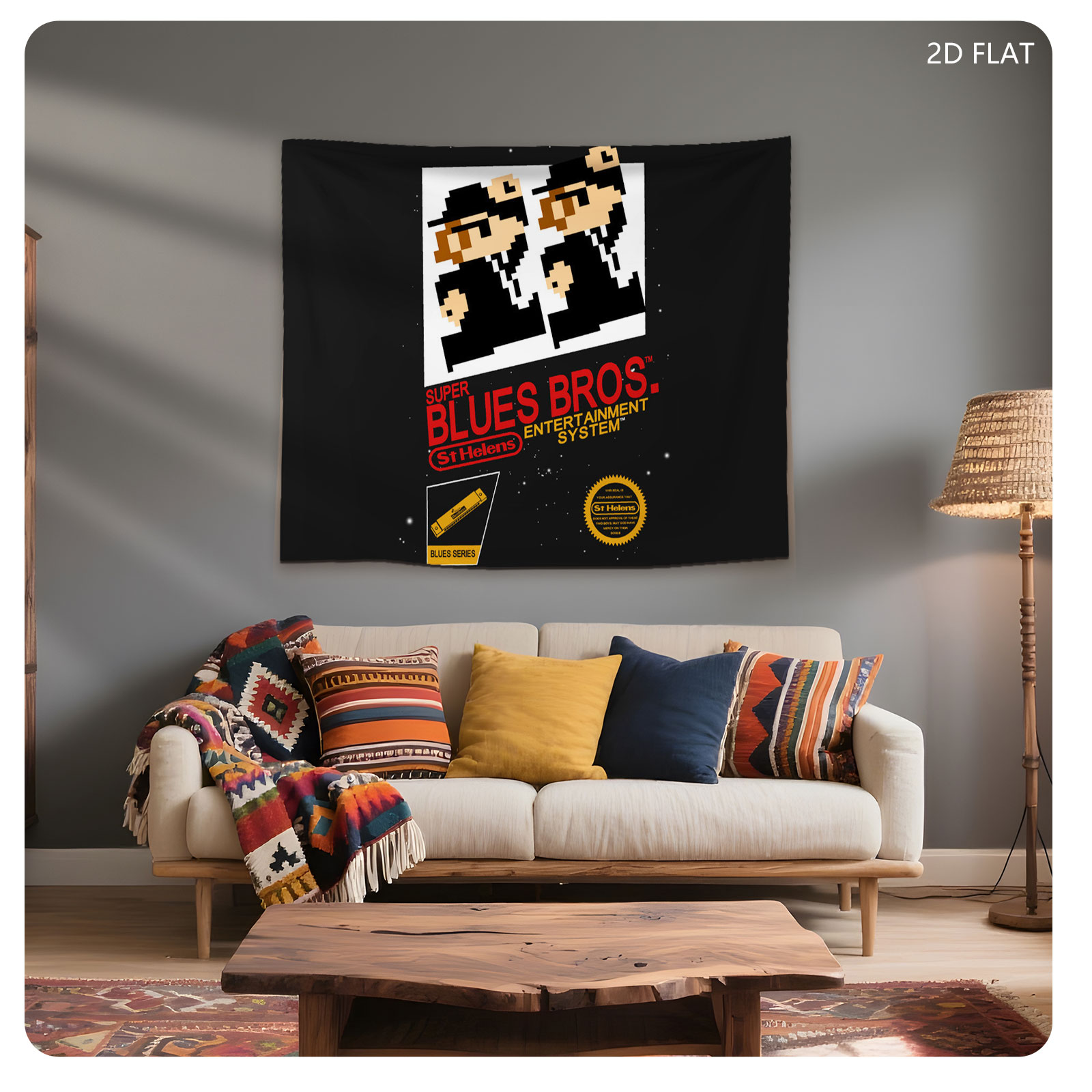 Super Blues Bros. Entertainment System: St Helens Blues Series Pixel Art Design - Tapestry