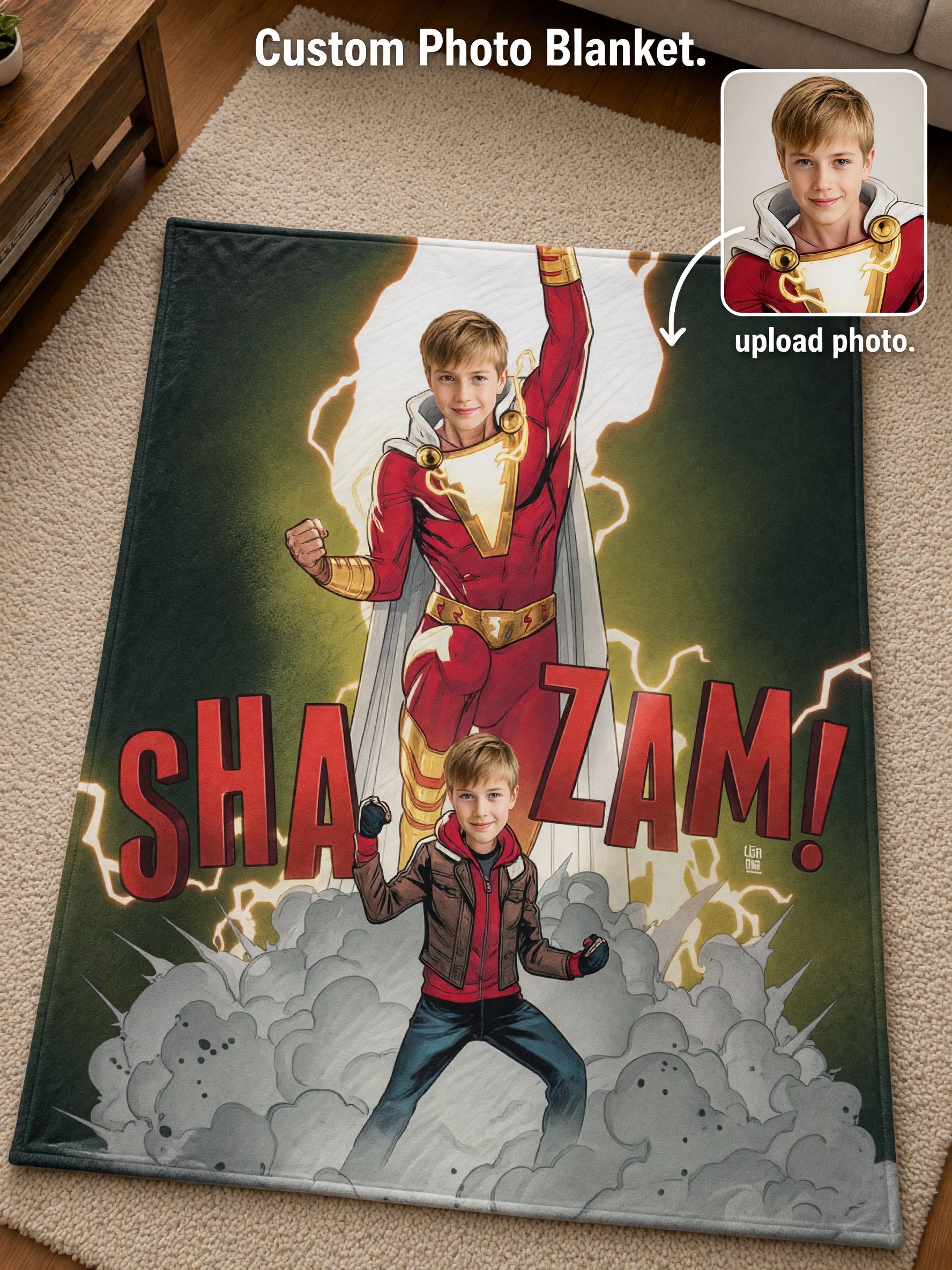 Custom Photo Superhero Blanket Personalized Face Flannel Fleece Throw Soft Bed Cover Ideal Personalized Gift