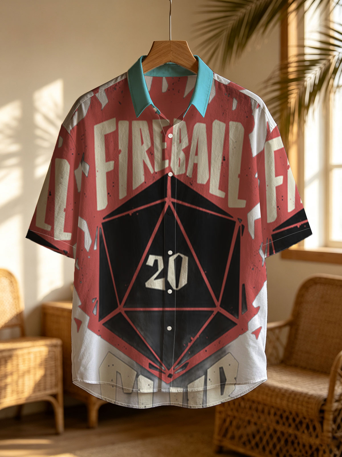 Fireball Club: D20 Dice with Fiery Design -  Shirt
