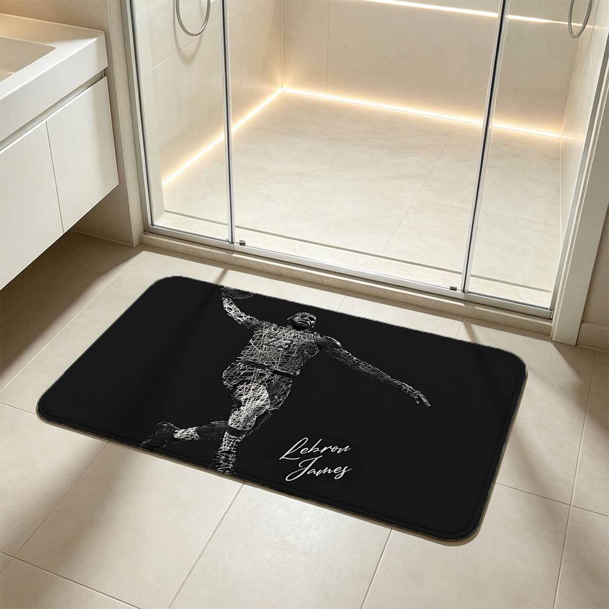 LeBron James Wireframe Artwork - Flannel floor mat
