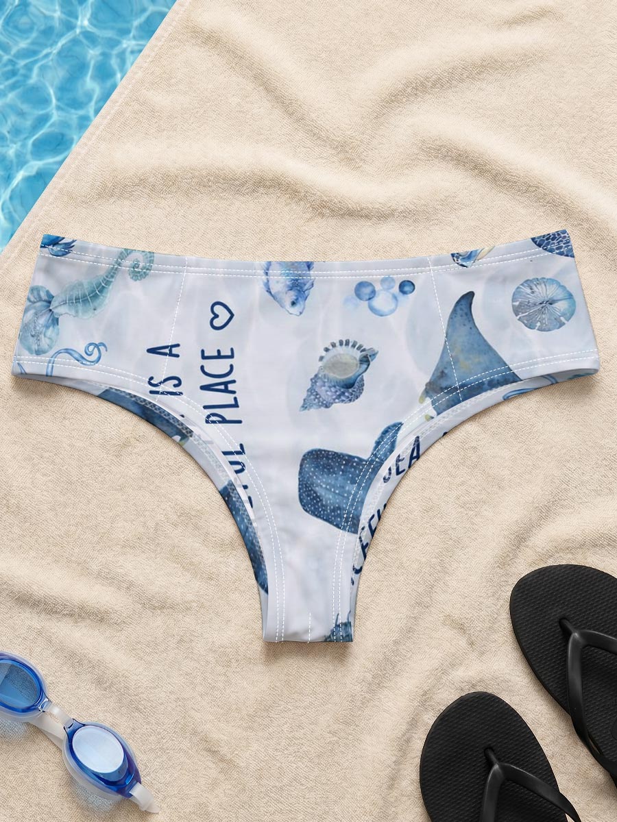 Underwater Serenity: Marine Life in Blue Hues -  Men's swim trunks